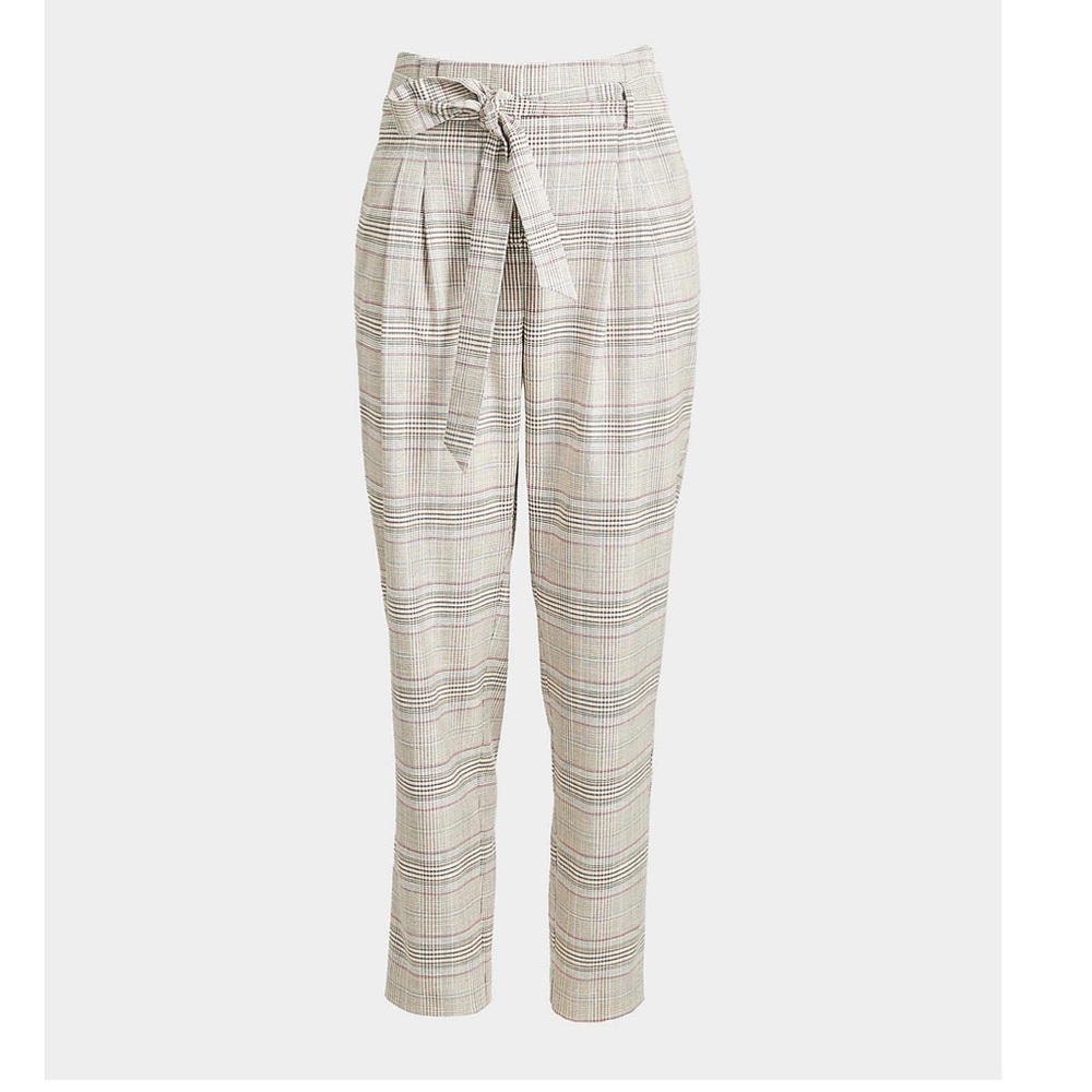 LOFT NWT❗️Plaid Tapered Slim Ankle Pants Paperbag Waist